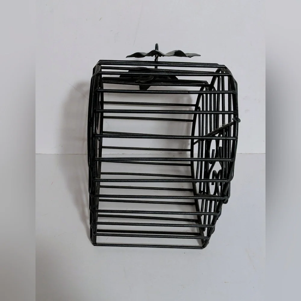 Basket Heart Shaped Bird Cage Metal Hanging  Basket Open Door Decorative Leaves